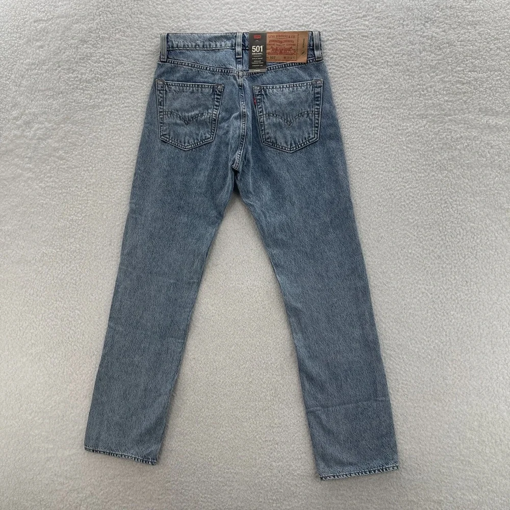 Levis 501 Jeans Mens 28x32 Blue Original Button Fly Patched Grunge Skater Y2K